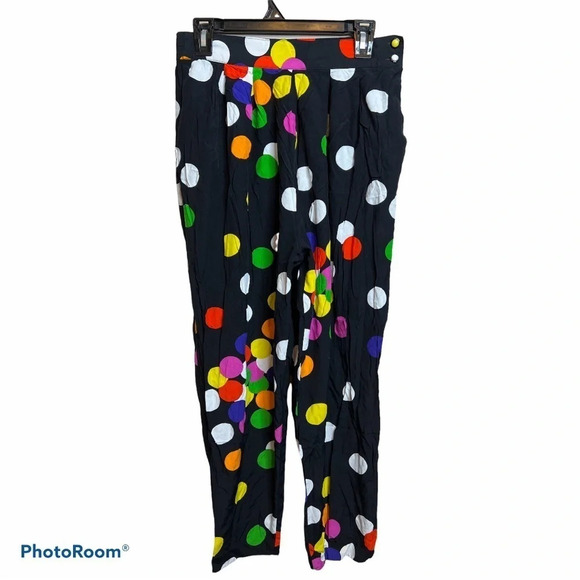 Vintage bold polka dots colourful Pallazo pants Sz L - Picture 2 of 3
